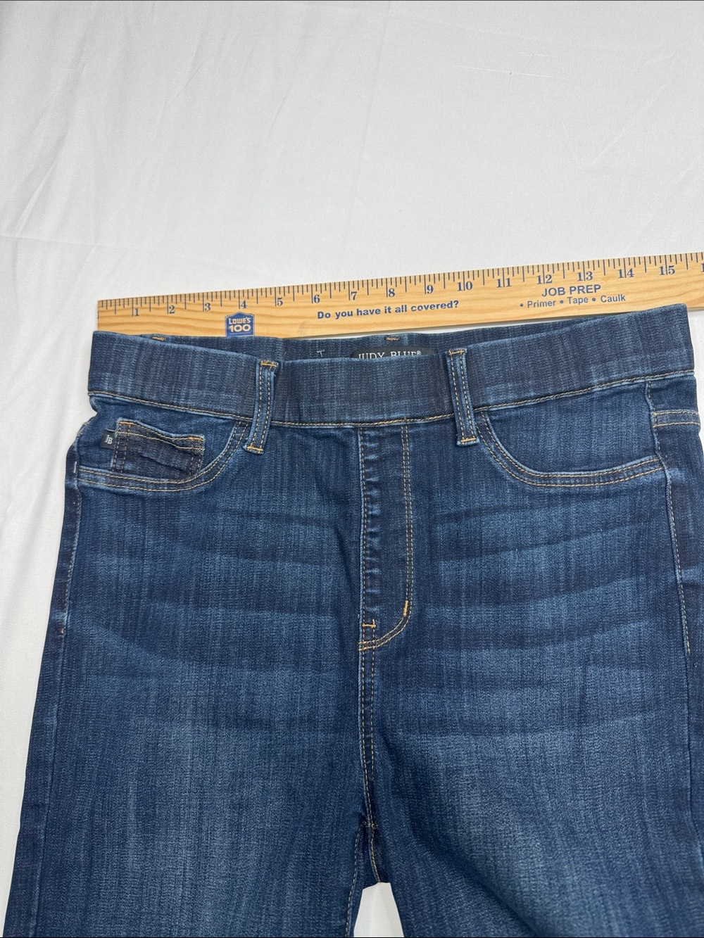 Judy Blue Dark Indigo Women's Denim Bermuda Shorts size large L pull on stretch - Picture 4 of 8